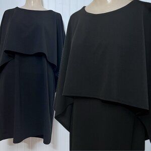VLD Victoria Leland Classic Black Dress Draping Layered Cape Sleeve